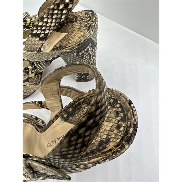 PAUL ANDREW Snakeskin Slingback Block Heel Strapped Heels 41 Handmade Italy 9.5 - Picture 8 of 16